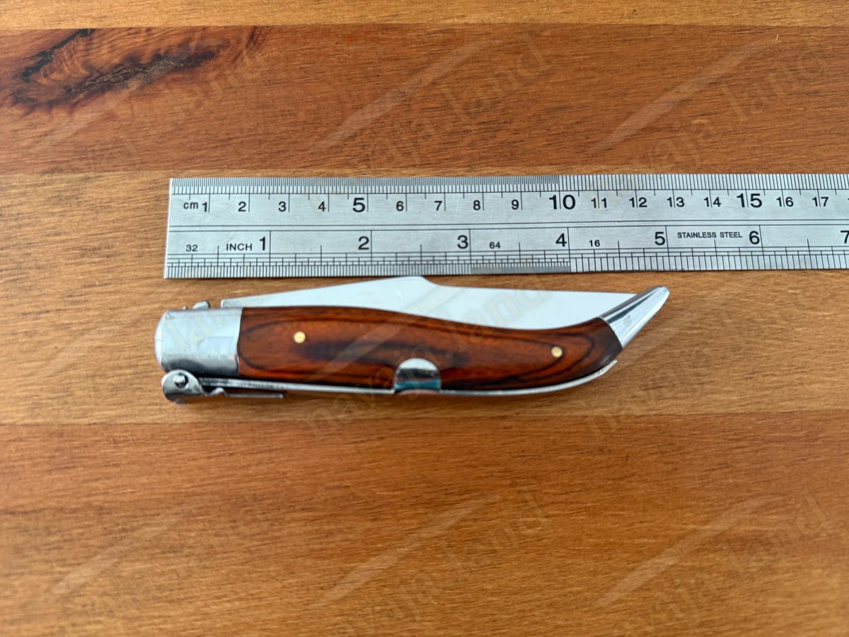 3.6” Spanish Navaja Teja Albacete Pocket Knife Red Stamina Scales with Ratchet