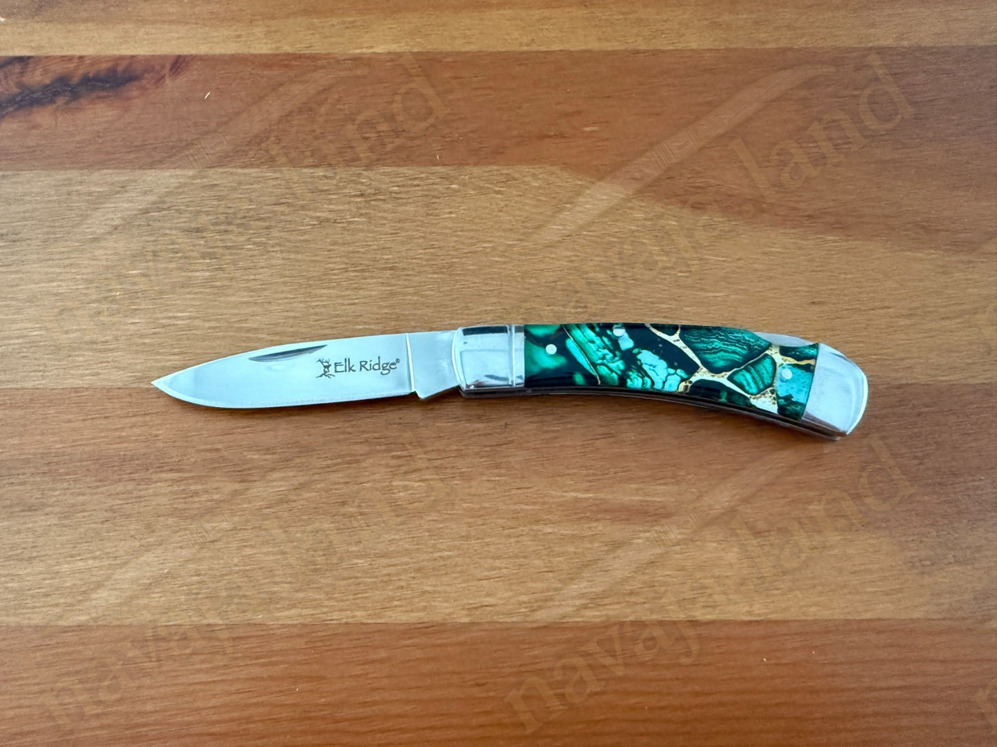 Elk Ridge Folding Knife 2.75" 3Cr13 Steel Blade Green Acrylic Handle Back Lock