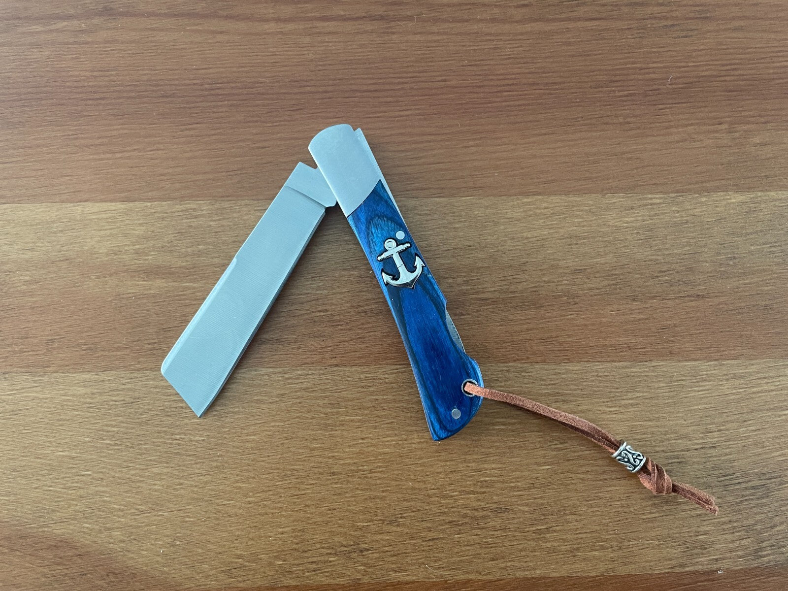 3.15" Cut Tip Navaja Pocket Knife Sailor / Marinera Blue Wood Handle - Spain