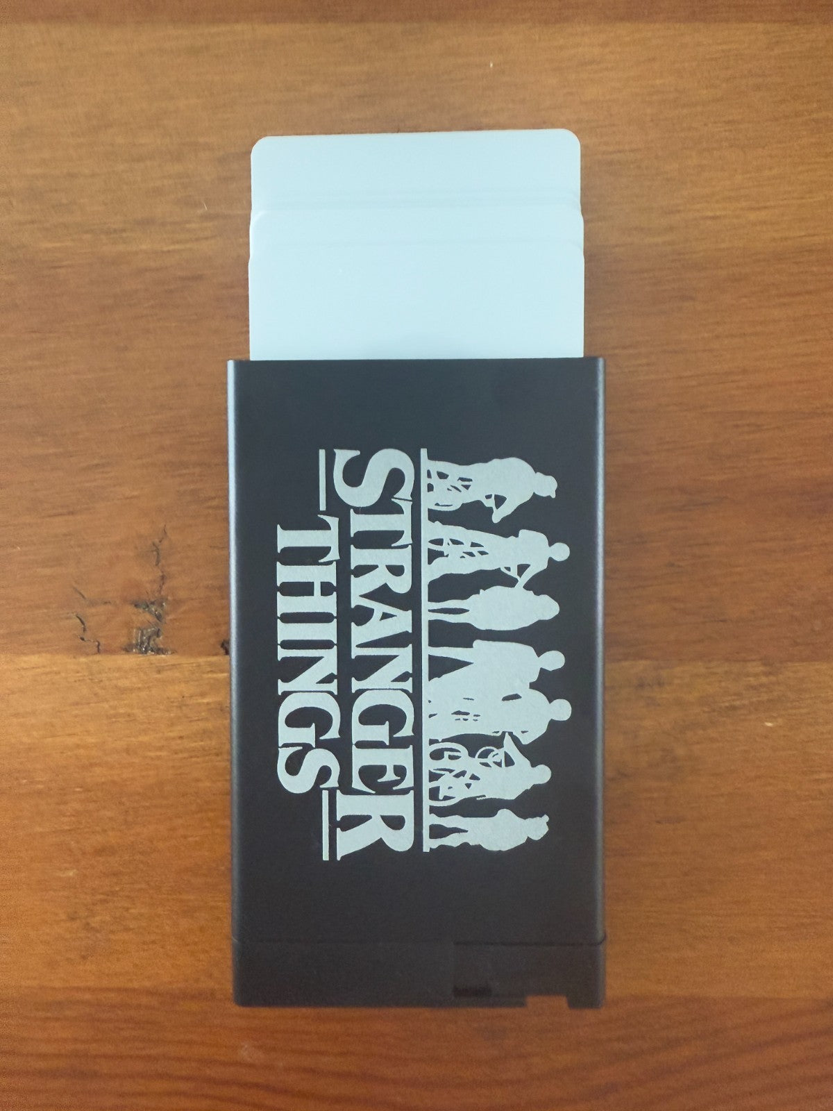 Stranger Things Pop Up Wallet Black Leather Credit Card Holder and Cash Aluminum