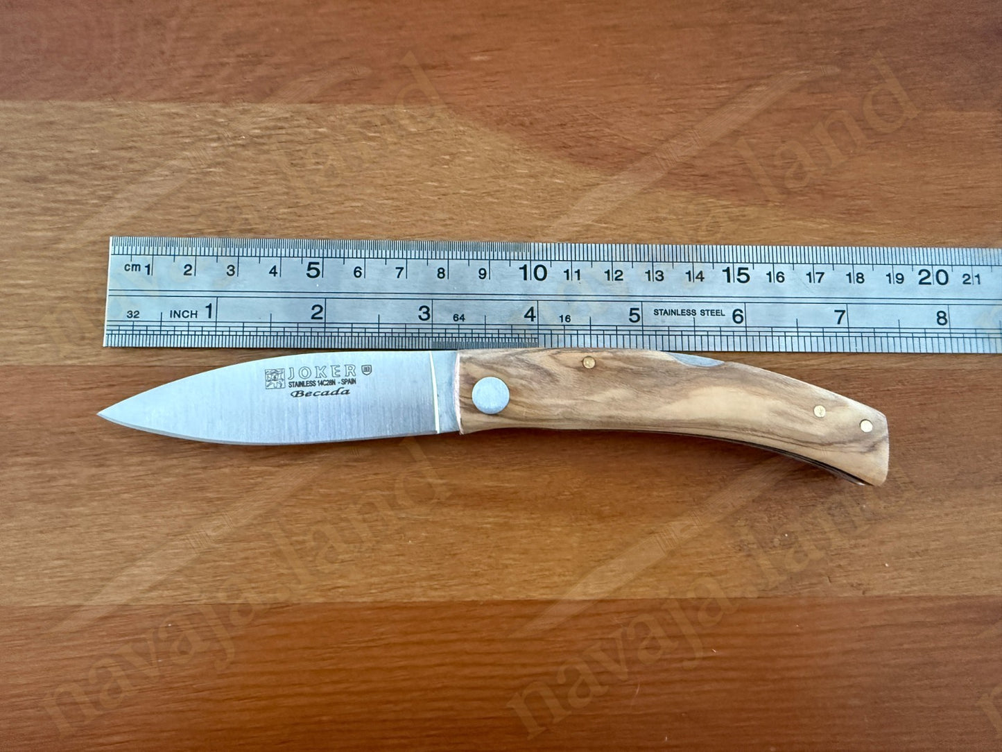 Joker BECADA Knife – 3.15” Sandvik 14C28N Blade | Olive Wood | Leather Sheath