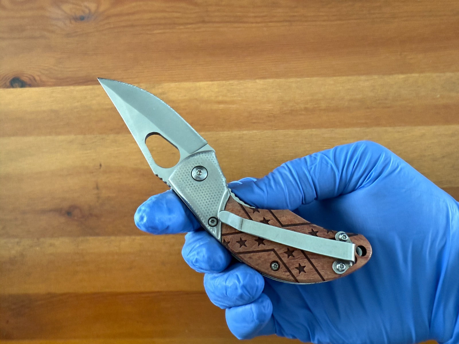 2.4" Blade Navaja Pocket Knife Rosewood Scales Liner Lock Pocket Clip - Spain
