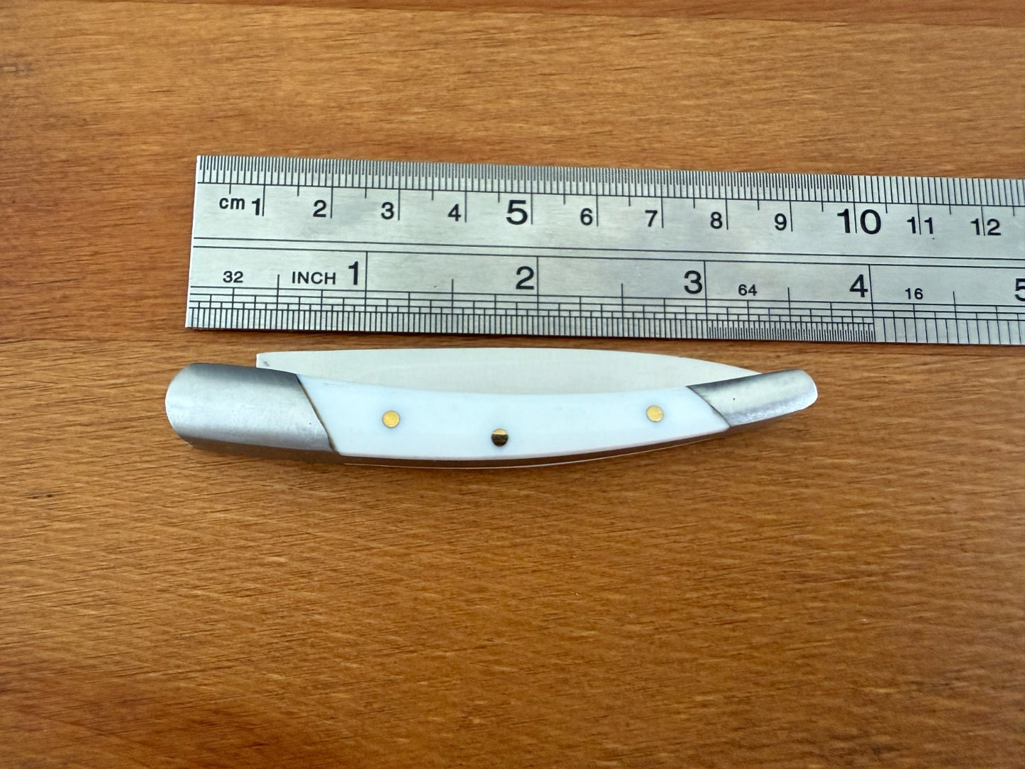 2.76" Stainless Steel Blade Pocket Knife White ABS Spike Design Spanish Made