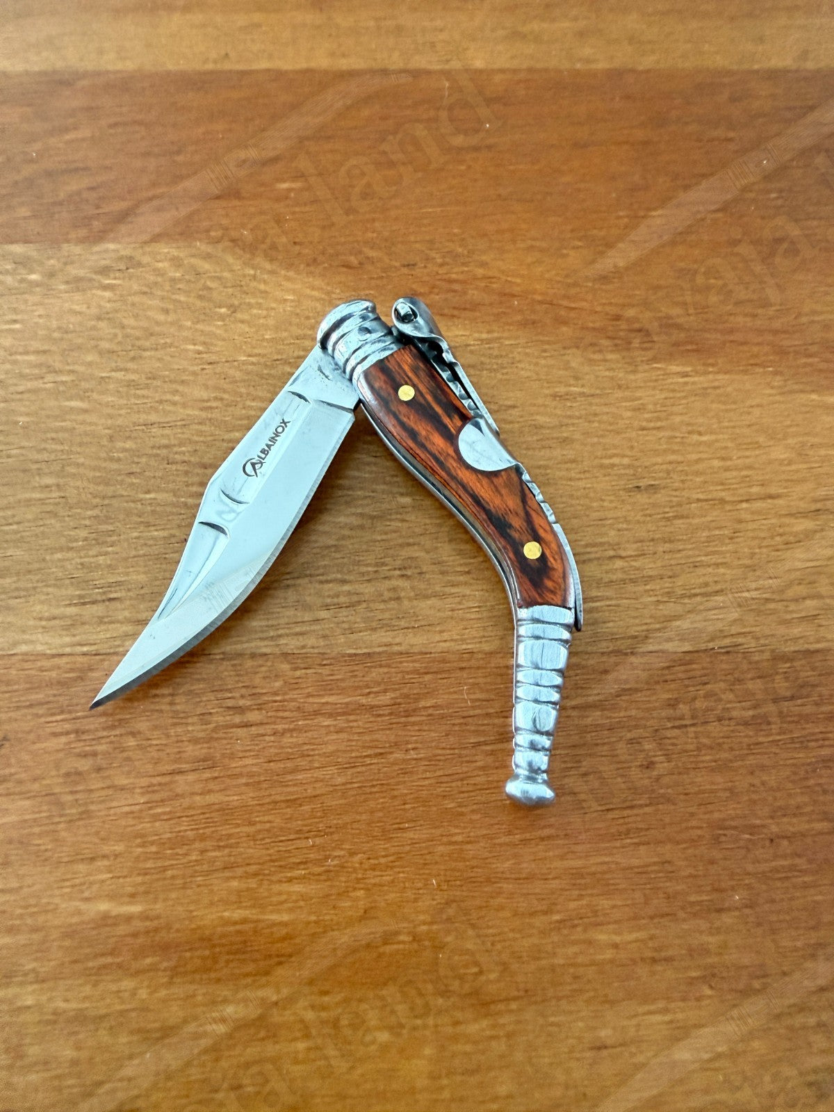 2" Blade Spanish Navaja Sevillana Pocket Knife Brown Wood Scales with Ratchet