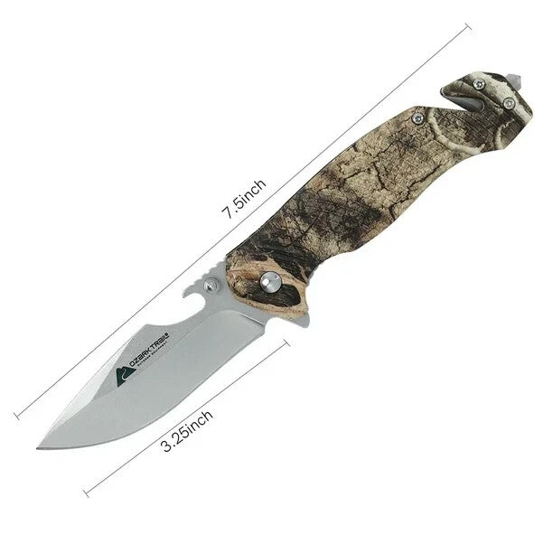 3.25 inch Blade Ozark Trail Folding Pocket Knife Camouflage Liner Lock w/ Tools