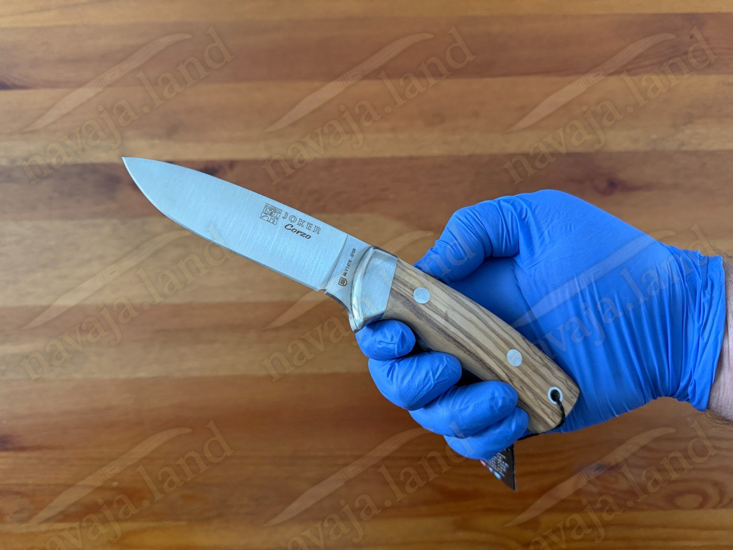 Joker Corzo Hunting Knife 3.93” MOVA Blade | Olive Wood Handle | Leather Sheath