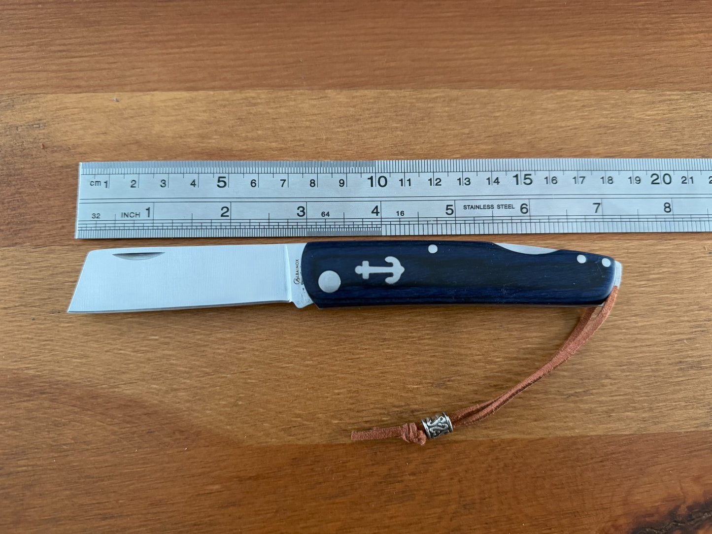 2.95" Cut Tip Navaja Pocket Knife Sailor / Marinera Blue Wood Handle Lockback