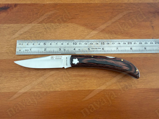 3.54” Joker Pointer Camping Folding Knife (Red Wood Handle) Handmade in Spain