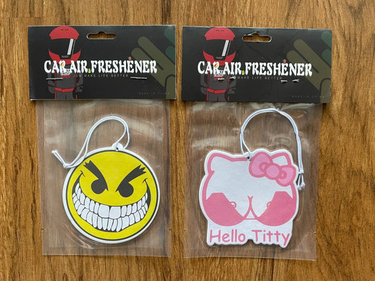 Car air freshener Scary Smiley Face Hello Kitty(T*itty) car fragrance - 2 Pack