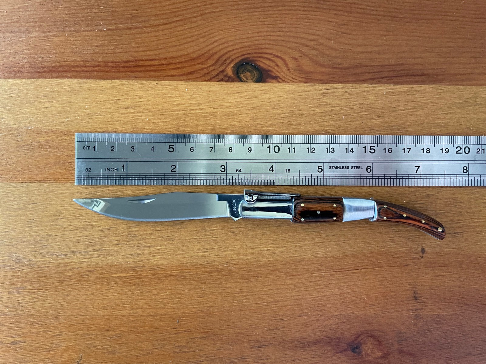 3.34” Arabian Folding Pocket Knife Red Wood and Steel Handle Navaja from Spain