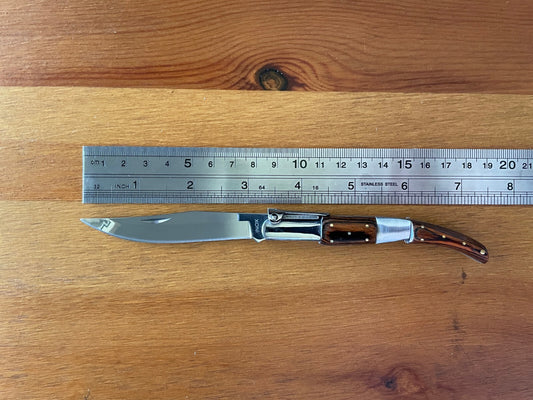 3.34” Arabian Folding Pocket Knife Red Wood and Steel Handle Navaja from Spain