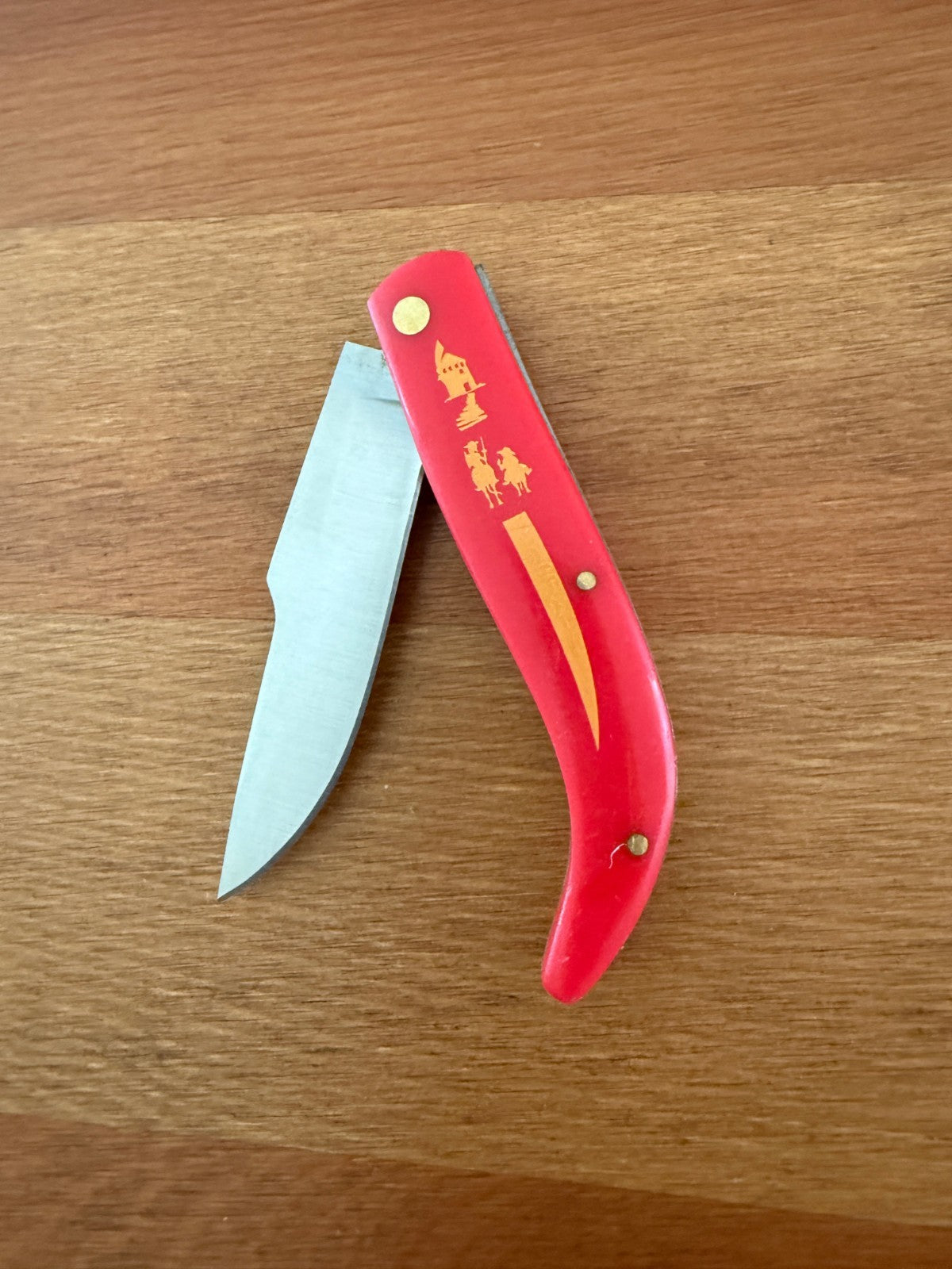 2.76" 440 Stainless Steel Blade Pocket Knife Red Plastic Handle Don Quijote