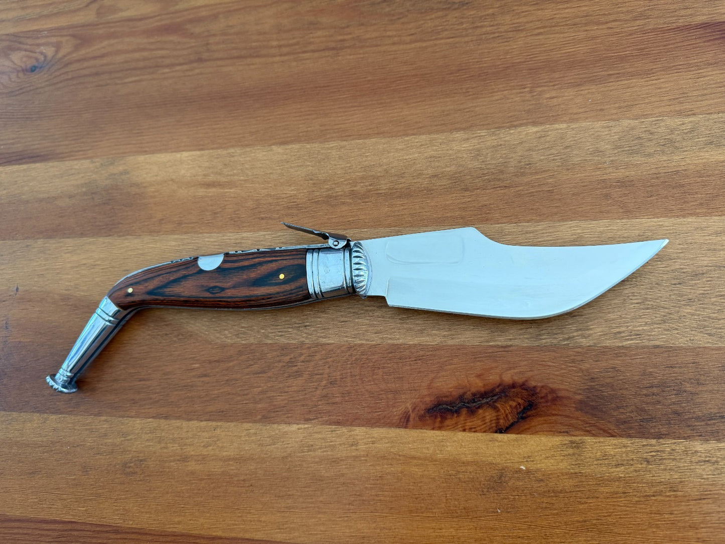 5.7” Spanish Navaja Jerezana Folding Knife Red Stamina Wood Scales With Ratchet