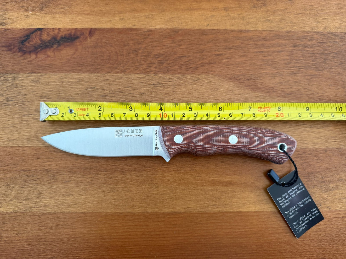 Joker Pantera Bushcraft Knife Brown Micarta Handle Black Sheath Lanyard Hole