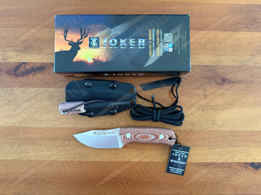 Joker Erizo TS1 3" Bohler N695 Steel Blade Fixed Knife Micarta Kydex Sheath