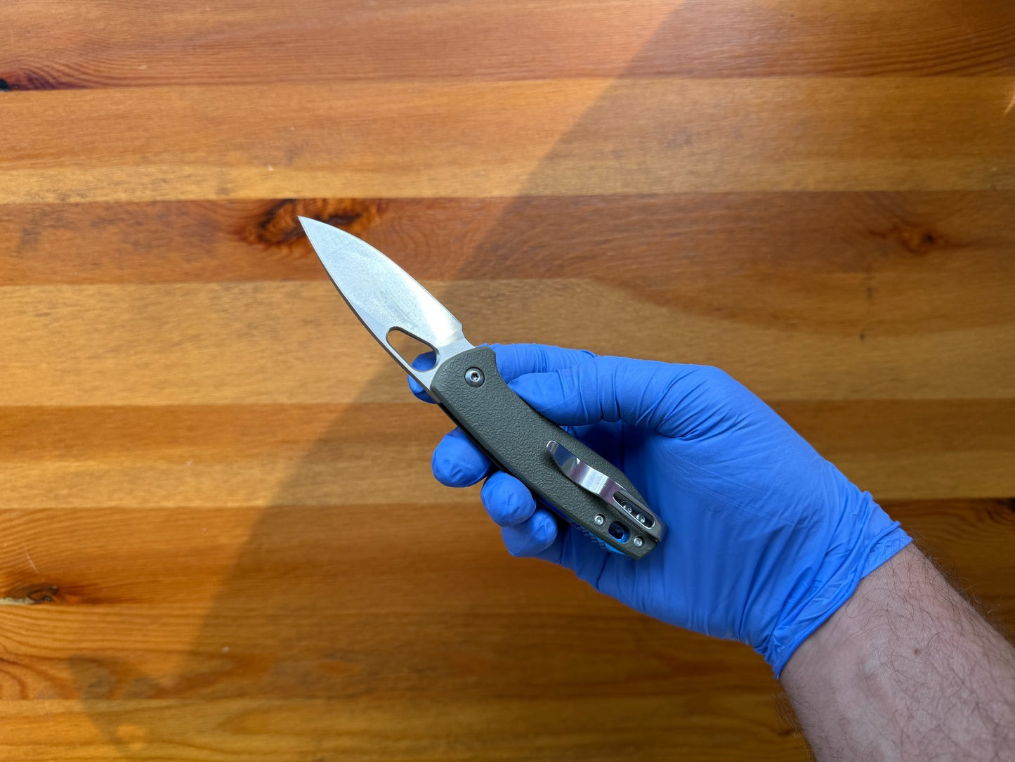 2.5" Stainless Steel Pocket Knife Fiberglass Handle Pocket Clip Green Spain