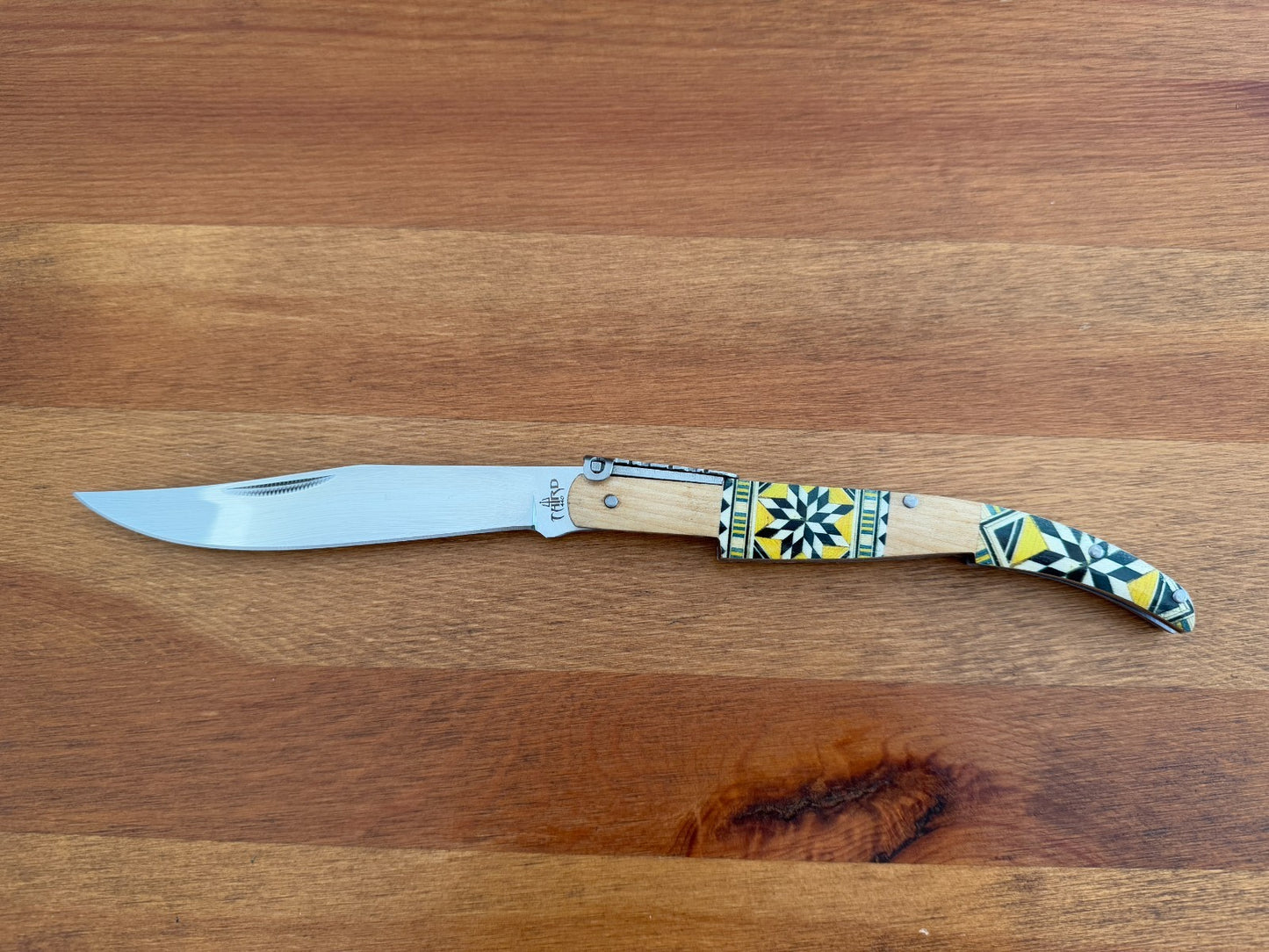 5" Arabian Style Spanish Navaja with Ratchet Pocket Knife Maple Wood Handle