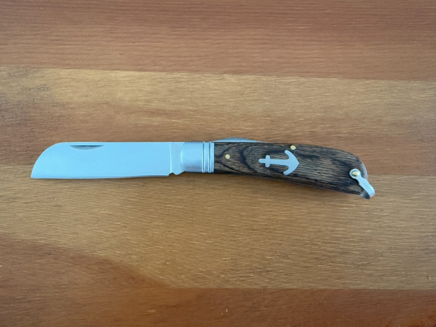 3.15" Bird Beak Navaja Pocket Knife Sailor / Marinera Wood Handle Anchor Insert