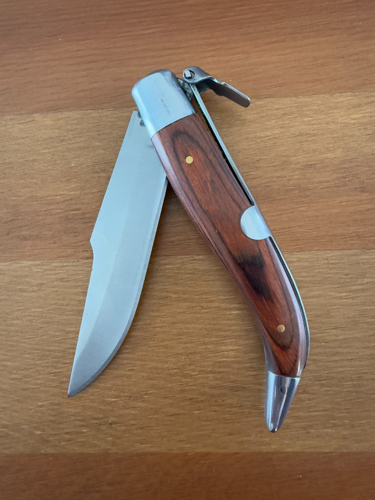 3.9" Spanish Navaja Teja Albacete Pocket Knife Red Wood Scales From Spain