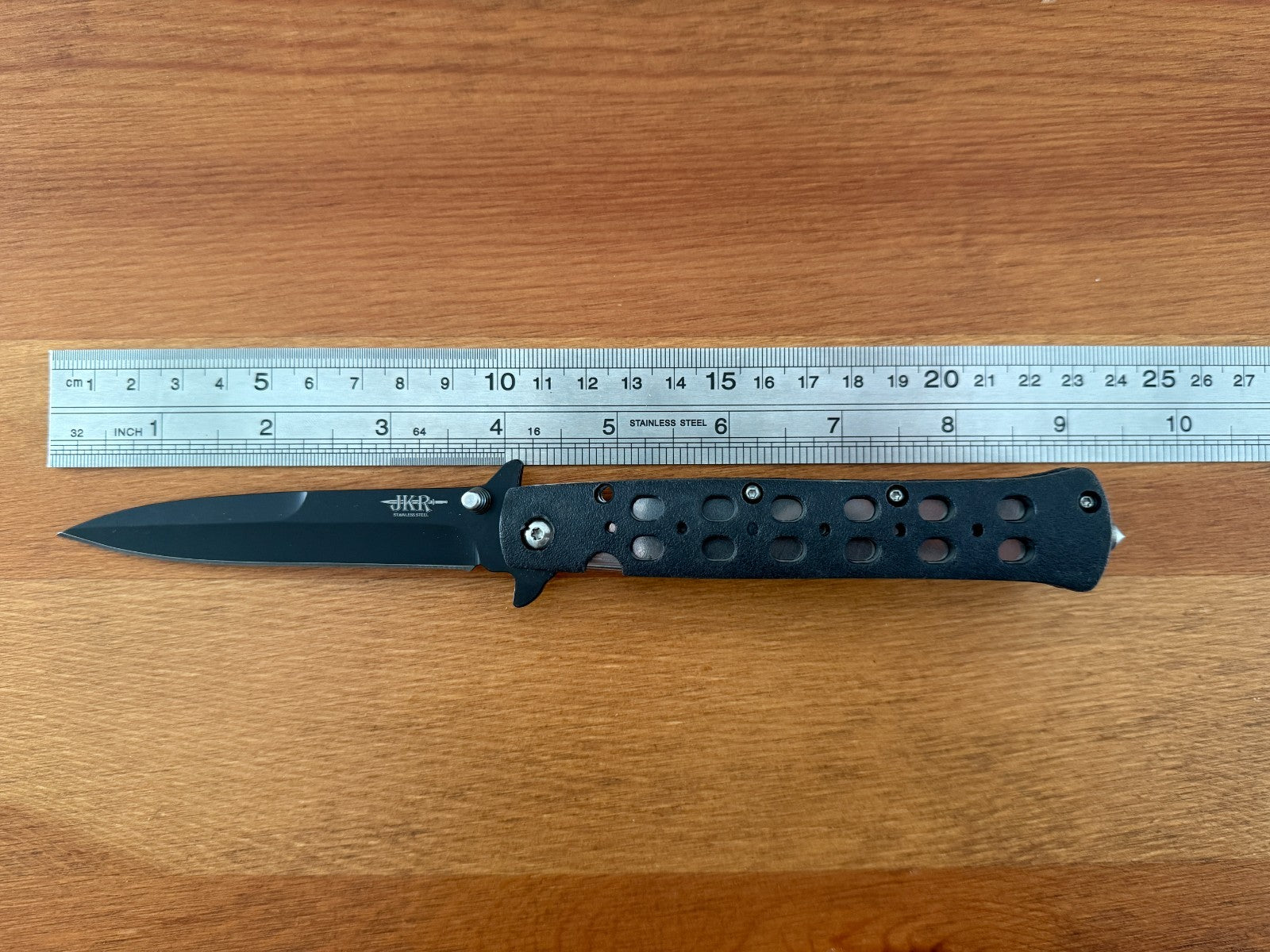 3.9" Stainless Steel Blade Stiletto Pocket Knife Aluminum Handle Nylon Sheath