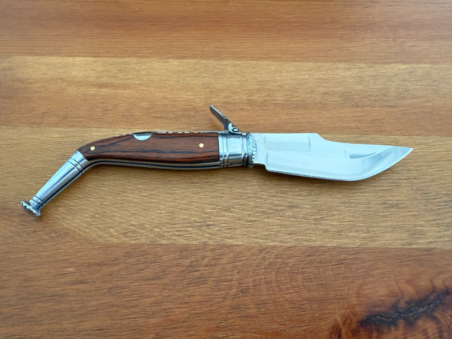 3.4” Spanish Navaja Jerezana Folding Knife Red Stamina Wood Scales With Ratchet