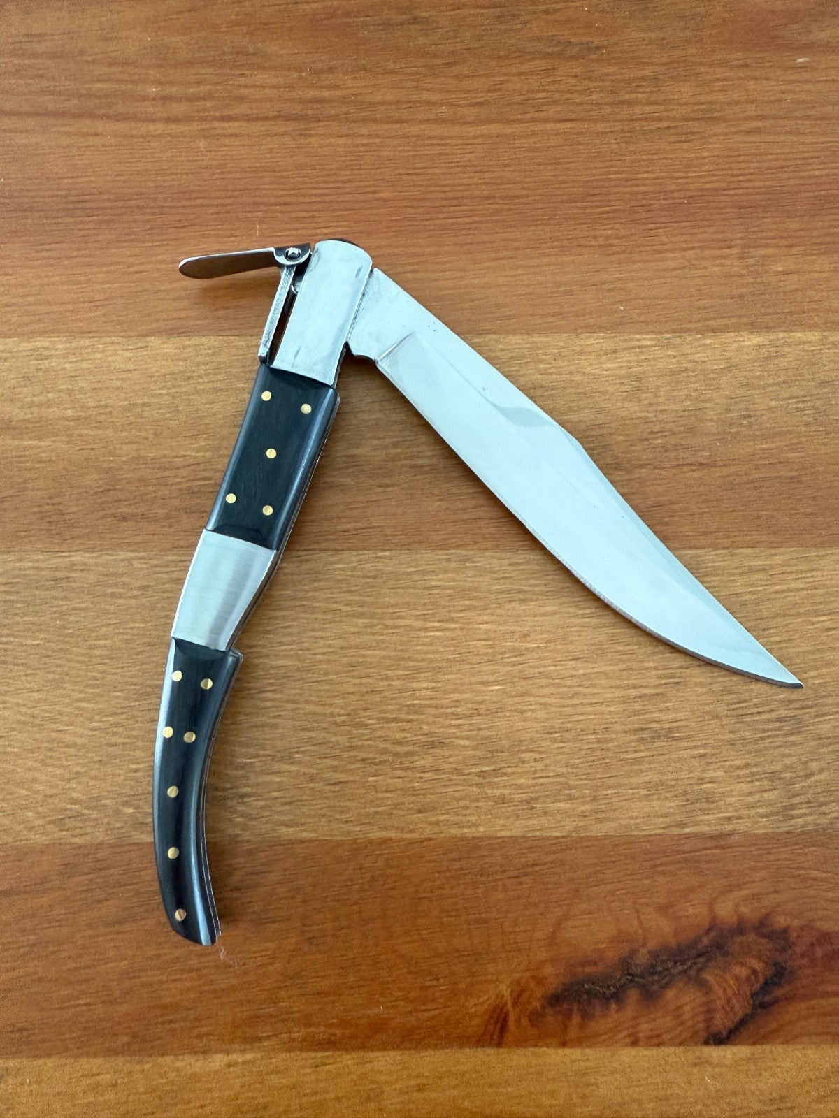 5.3" Arabian Style Spanish Navaja Folding Knife Black Wood Scales with Ratchet
