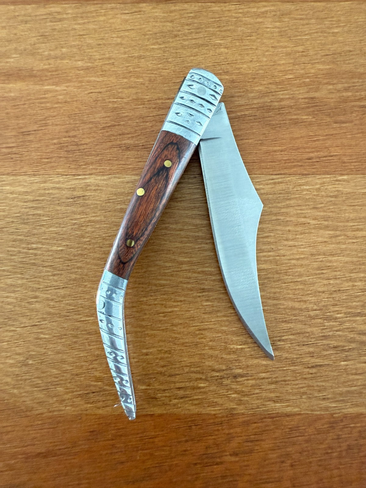 2.7" Arabian Style Folding Pocket Knife Red Wood Scales Spanish Navaja Slipjoint