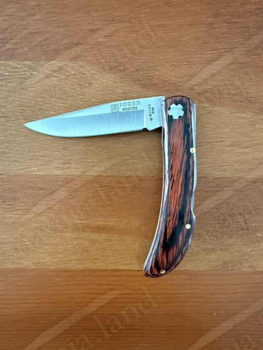 3.15” Joker Pointer Camping Folding Knife (Red Wood Handle) Handmade in Spain