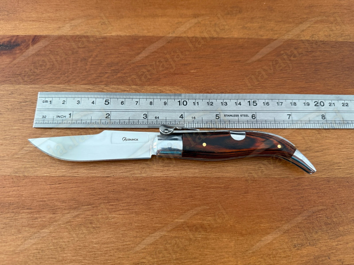 3.14” Spanish Navaja Teja Albacete Pocket Knife Red Stamina Scales with Ratchet