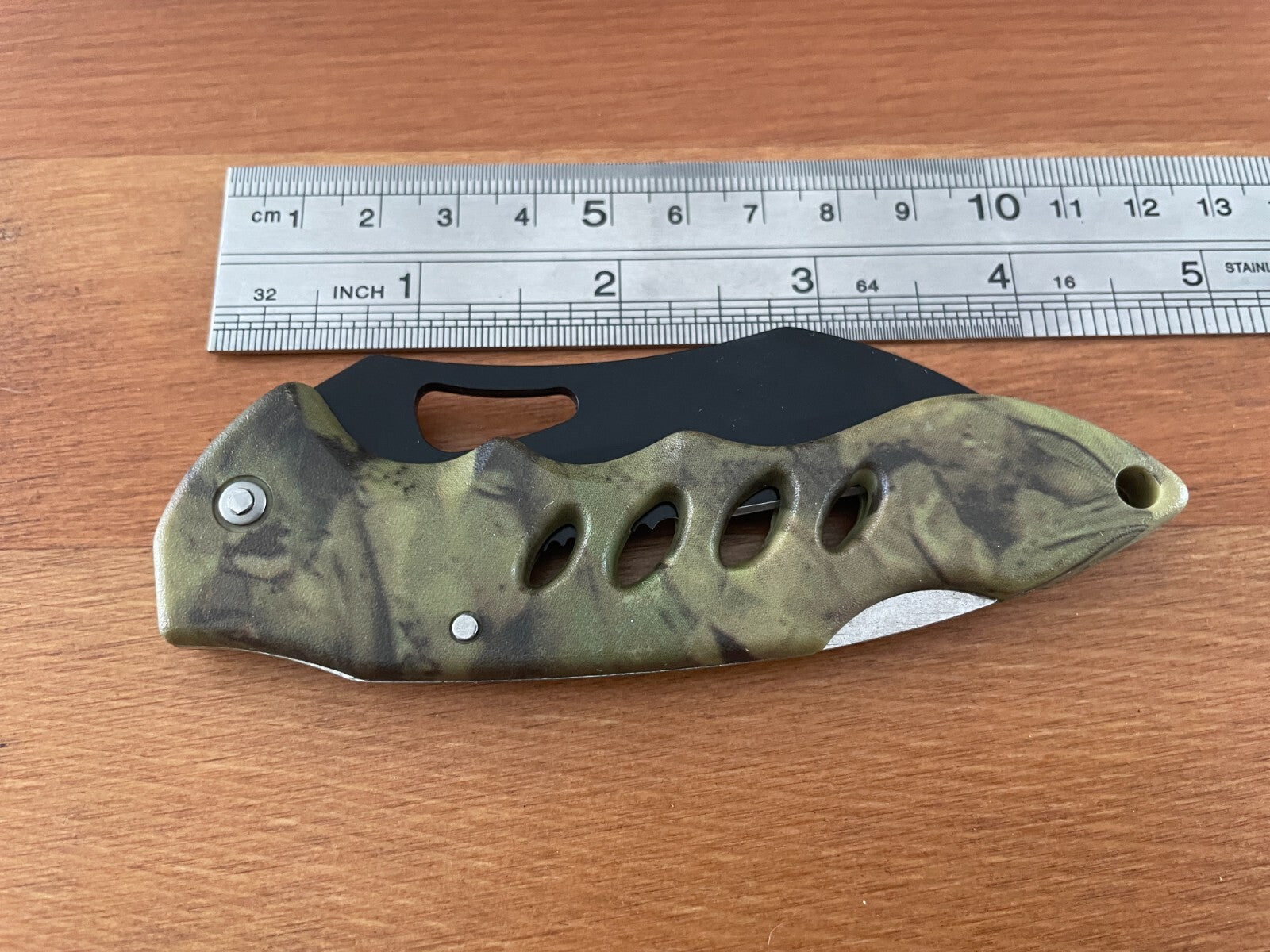 3.3" Stainless Black Blade Tactical Pocket Knife Plastic Camouflage Handle