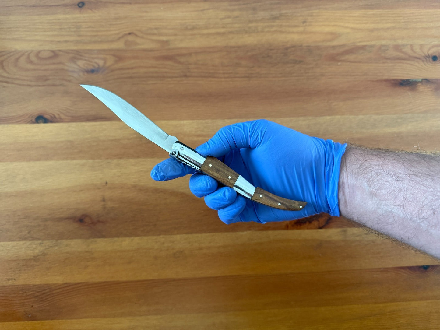 4.3" Arabian Style Navaja Ratchet Pocket Knife Olive Wood Scales & Steel Handle