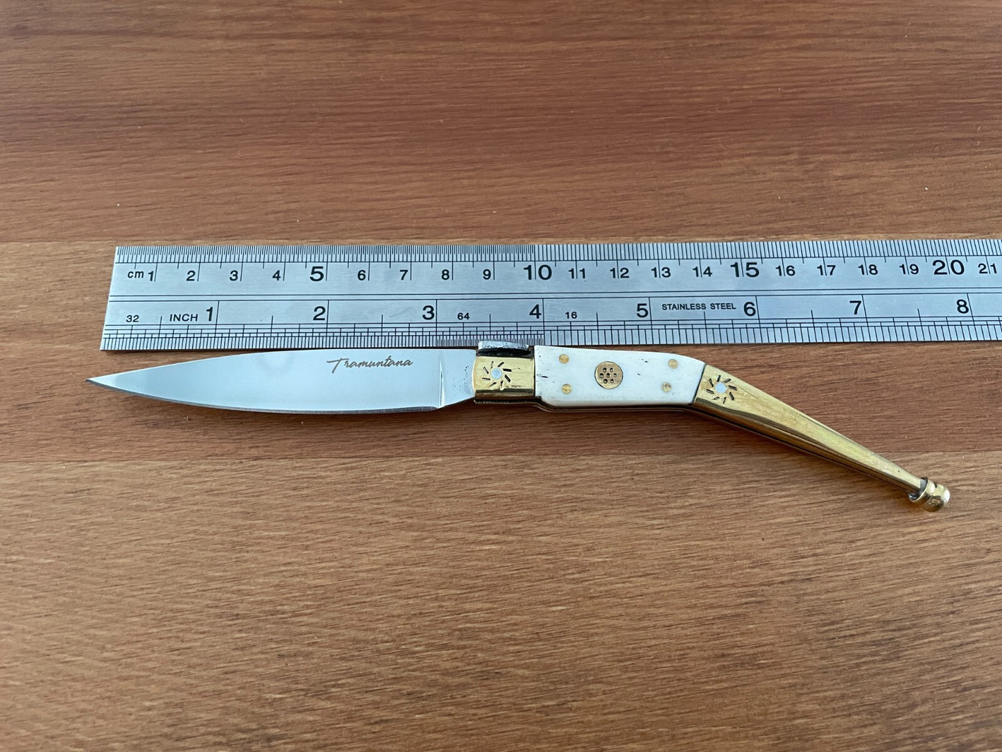 3.2" 420 Steel Navaja Tramuntana Empordanesa Brass Ferrules & Polished Bone