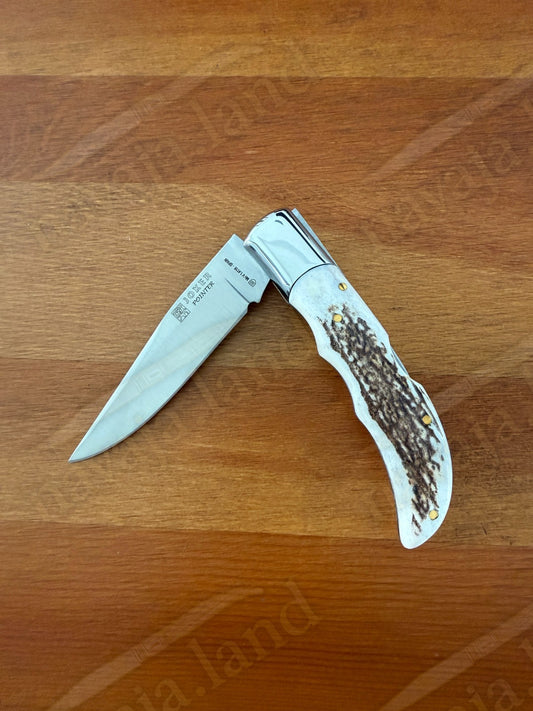 3.54” Joker Pointer Camping Folding Knife (Deer Antler Handle) Handmade in Spain