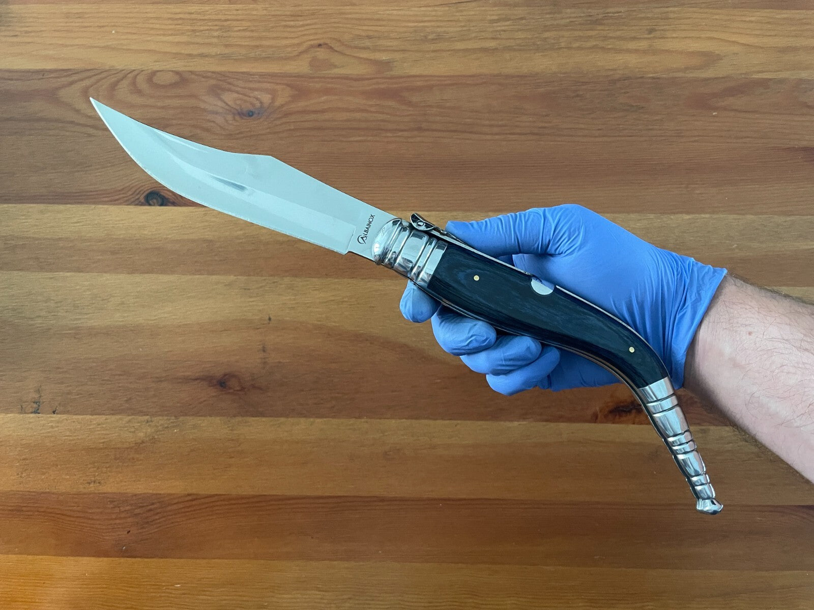 6.5" Spanish Navaja Sevillana Pocket Knife Blue Stamina Scales with Ratchet