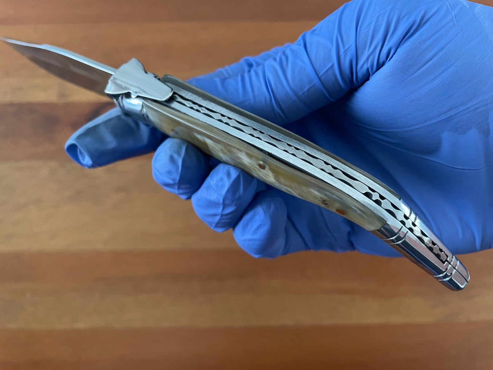 3.8" Spanish Navaja Sevillana Pocket Bullhorn Scales Unique *No ratchet*