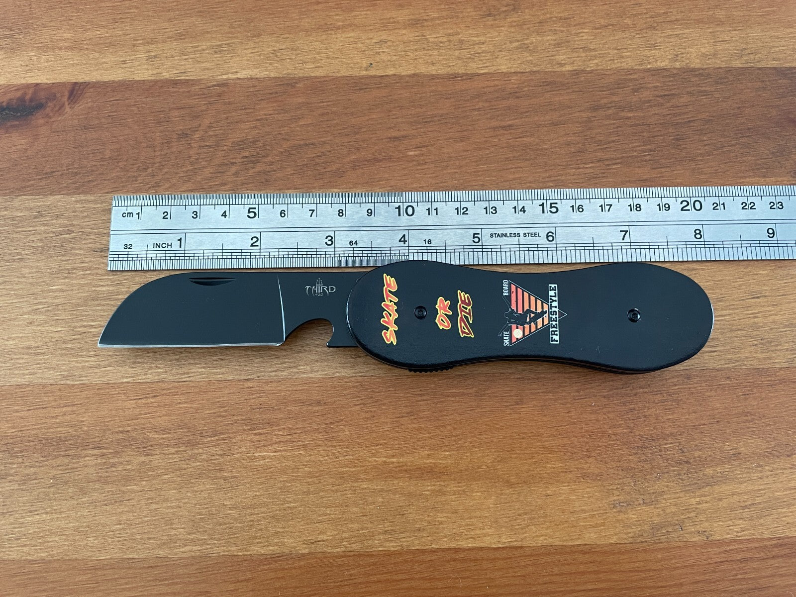 3.14 in. Navaja Skate Board Pocket Knife Bottle Opener Liner Lock From Spain
