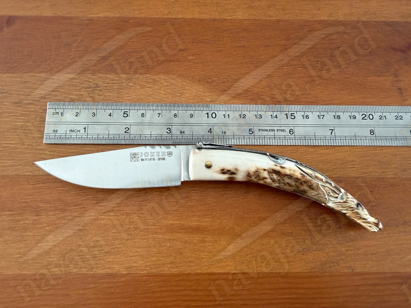 Joker Macho Montés Folding Knife – Hand Carved Deer Antler | 3.3" MOVA Steel