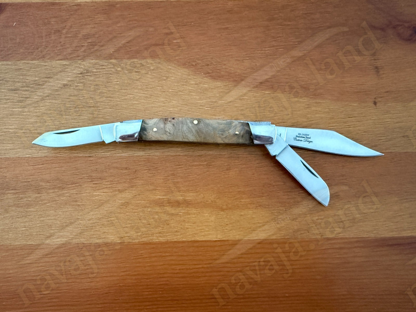 Elk Ridge Gentleman’s Knife – Burl Wood Handle - 3 Blades Pocket Knife