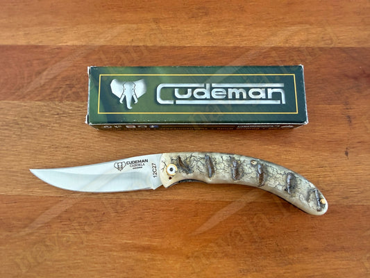 Cudeman Cazorla Folding Knife – 3.35 in Sandvik 12C27 Steel | Ram Horn Handle