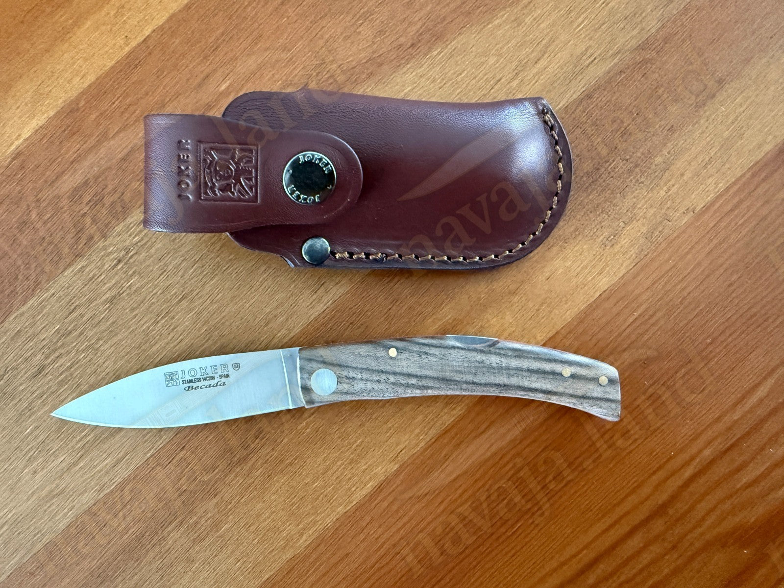 Joker BECADA Knife – 3.15” Sandvik 14C28N Blade | Walnut Handle | Leather Sheath