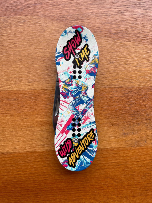 3.14 in. Navaja Snowboard Wild Adventure Pocket Knife Bottle Opener From Spain