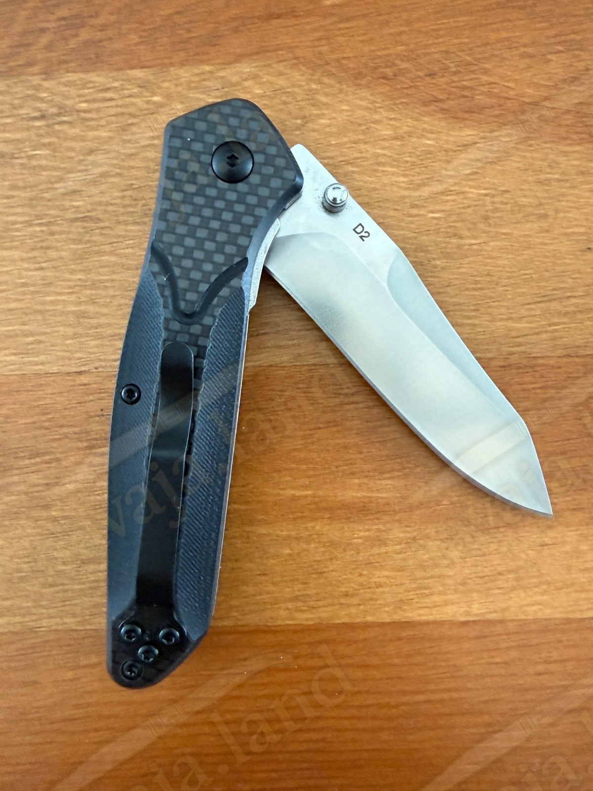 Folding Knife Carbon Fiber & G10 Handle - D2 Steel - 3.3" Reverse Tanto Blade