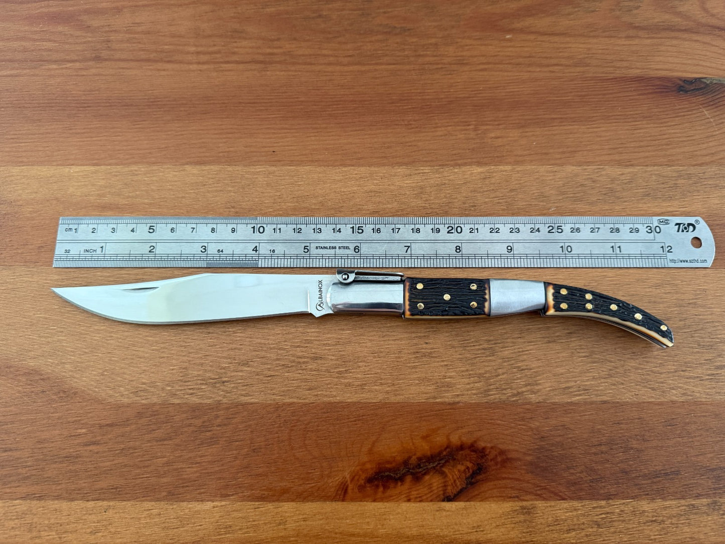 5.4" Blade Arabian Style Ratchet Navaja Folding Knife Staghorn Imitation Spanish
