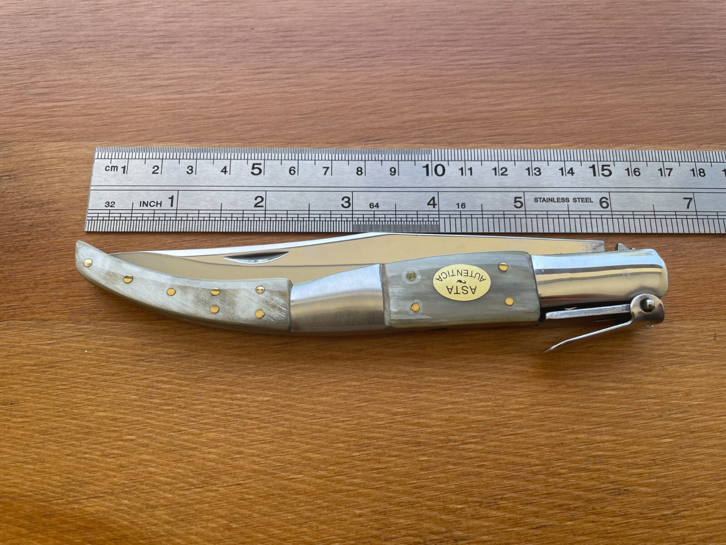 5.11" Arabian Style Navaja Folding Knife Bull Horn Scales w/ Ratchet From Spain