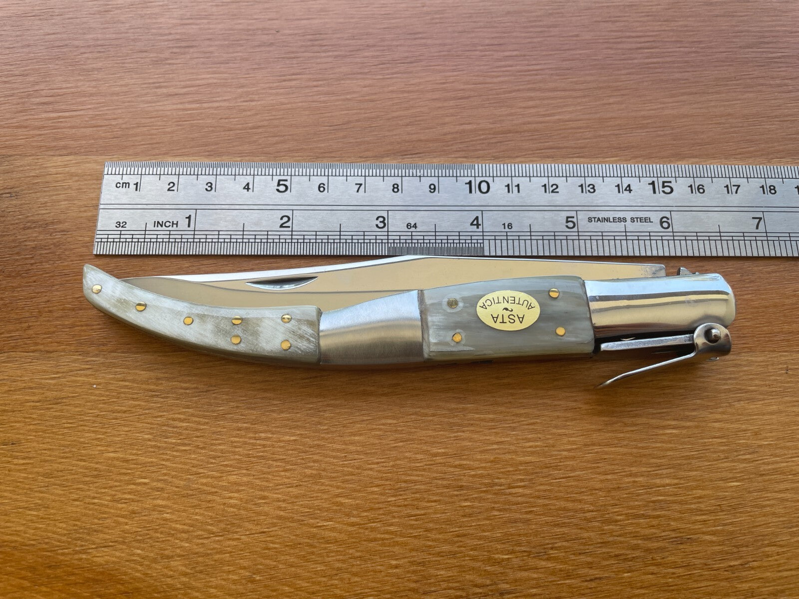 5.11" Arabian Style Navaja Folding Knife Bull Horn Scales w/ Ratchet From Spain