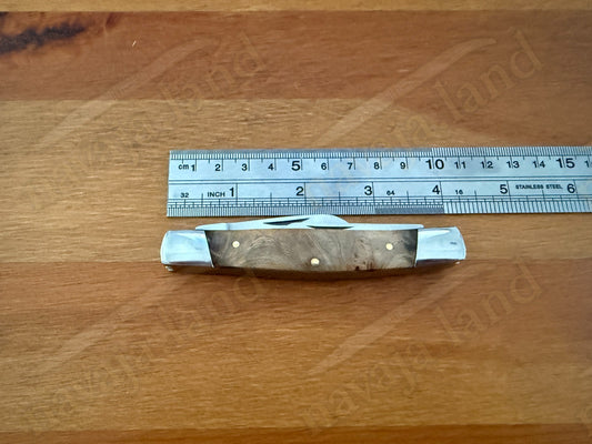 Elk Ridge Gentleman’s Knife – Burl Wood Handle - 3 Blades Pocket Knife