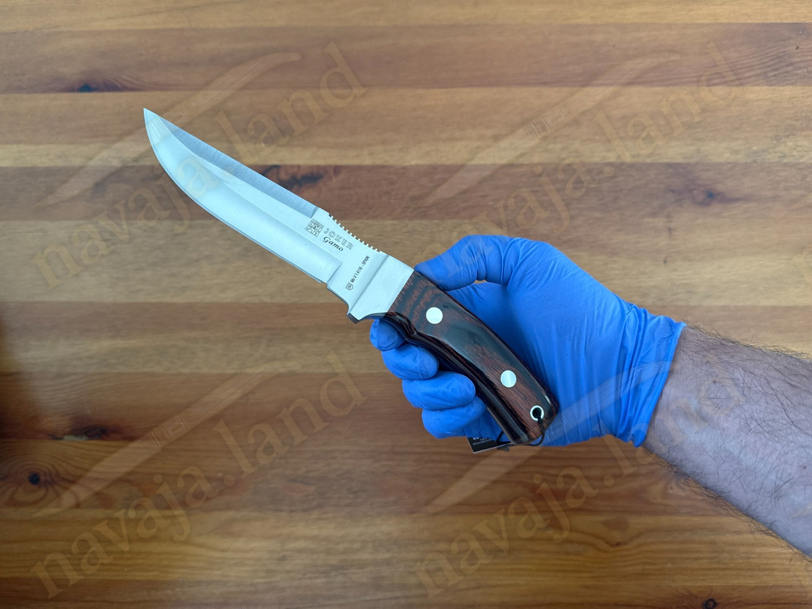 Joker Gamo Fixed Blade Hunting Knife 5.12" Mova 1.4116 Steel Red Wood Handle