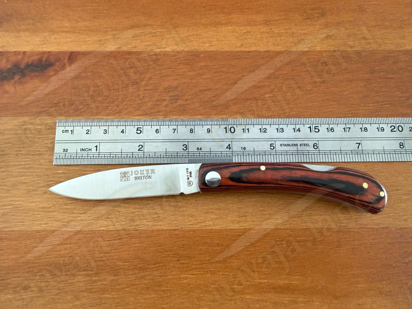 3.15” Joker Bretón Camping Folding Knife (Red Wood Handle) Handmade in Spain