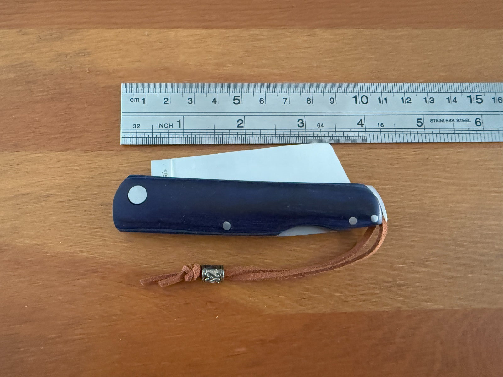 2.95" Cut Tip Navaja Pocket Knife Sailor / Marinera Blue Wood Handle Lockback