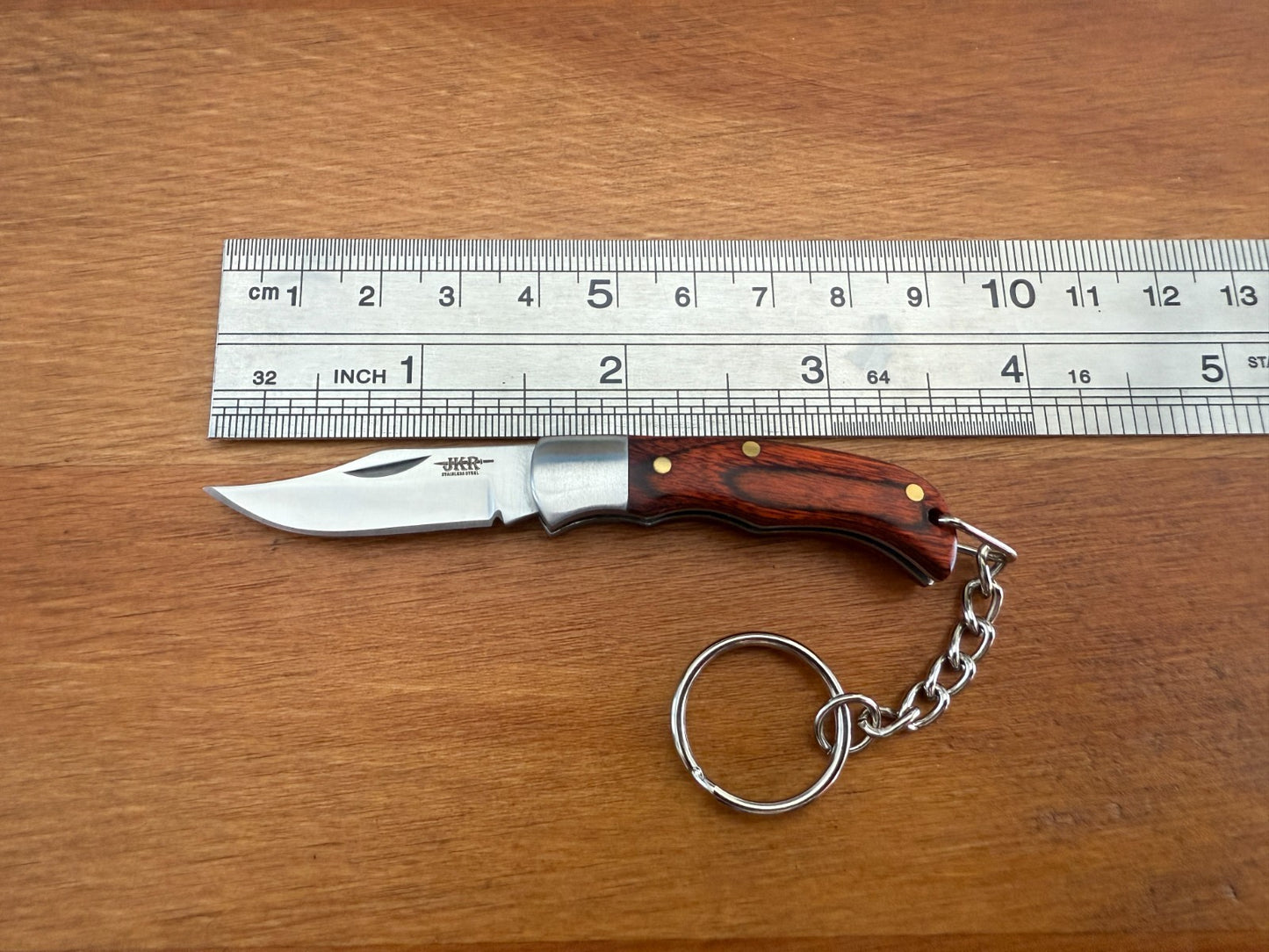 Keychain Mini Navaja 1.5" Stainless Steel Blade Slipjoint Wood Scales From Spain